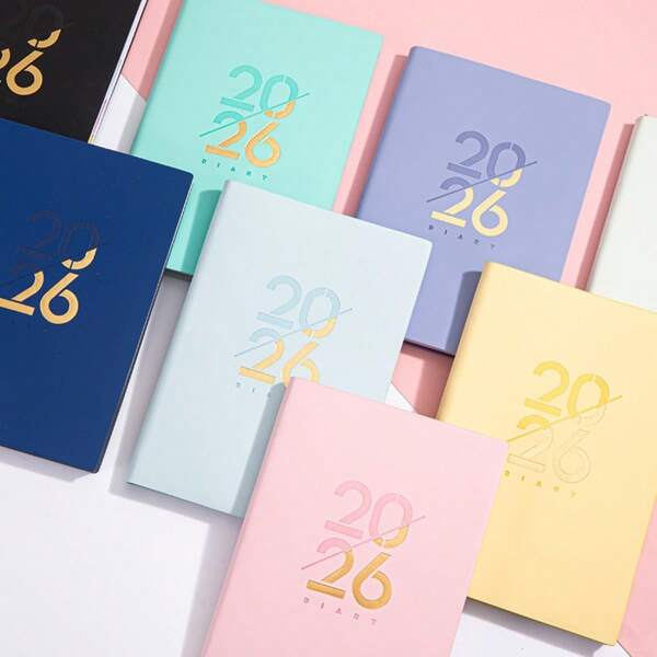 Tageskalender 2026, 365 Tage Kalenderbuch, Zeitmanagement-Tagebuch auf Englisch, Spanisch, Portugiesisch, Schulmaterial, Rückkehr zur Schule