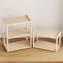 1pc Desktop Solid Wood Bookshelf, Office Storage Shelf, Solid Wood Simple Bookcase Wooden Storage Shelf, Suitable For Home Desk Storage