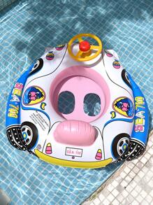 1 pieza Asiento inflable para piscina para niños, Anillo de natación flotante y lindo con forma de asiento, Piscina para niños, Anillo de natación inflable con forma de auto/barco para bañera, Anillo flotante debajo del brazo, Chaleco salvavidas de natación de verano con volante, Rosa/Azul