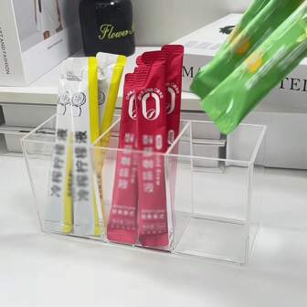 1pc Multifunctional Transparent Coffee/Tea Capsules Storage Box, Desktop Organizer For Office Brewing Equipment