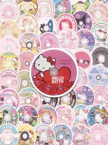 Sanrio 50PCS Creative Cartoon Classic Sanrio Disc Graffiti Stickers Waterproof PVC Personalized Hello Kitty Melody Cinnamoroll Kuromi Pochacco Art DIY Water Cup Pen Holder Guitar Phone Case Collection Decor