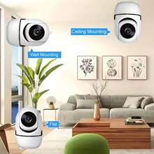 1 pièce/2 pièces Caméra de  WiFi 2,4 G avec vue à 360°, vision nocturne, surveillance à distance, audio bidirectionnel et contrôle via application mobile, convient pour la  de la maison et des entreprises, utilisation intérieure/extérieure
