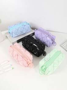 1 Creative Candy-Colored Plaid Pencil Case, Tabletop Organizer Pouch, Large-Capacity Zippered Portable School Supplies, Back-To-School Gifts For Friends