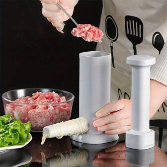 1 PIEZA Máquina de rellenado de salchichas desmontable 2 en 1 - Una herramienta de relleno de salchichas fácil de usar, herramienta manual de relleno de carne y verduras, adecuada para uso doméstico y de restaurante, una herramienta de cocina ideal y un kit de procesamiento de salchichas caseras fácil de limpiar
