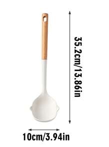 1pc/8pcs Wooden Handle Silicone Utensil Set, Non-Stick Cookware, Silicone Spatula, Wooden Spatulas, Soup Ladle, Rice Paddle, Kitchen Gadgets, Heat-Resistant &