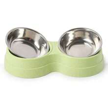 Bols doubles en acier inoxydable pour chiens et chats - base antidérapante - parfaits pour la nourriture et l'eau - faciles à nettoyer