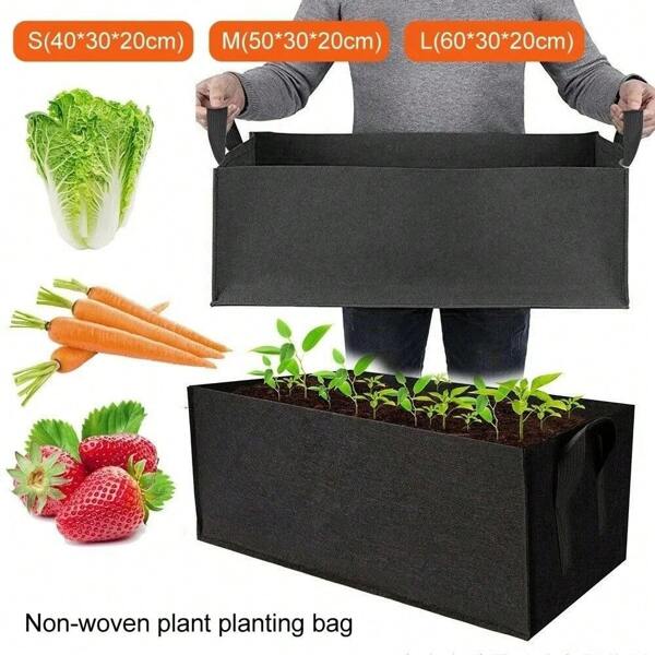 1 Pezzo Di Sacchetto In Feltro Per La Coltivazione In Giardino Con Maniglie, Multisize, Sacchetto Di Crescita Rettangolare, Vaso Di Vivaio Per Piantare Verdure, Pomodori, Patate, Contenitore Per Piante Nutrienti