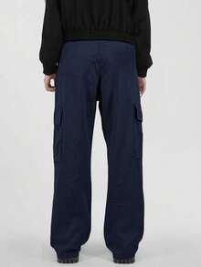 1 pièce Pantalon droit avec poches pour garçons adolescents/jeunes, vêtement de rue pour l'extérieur - Bleu azur - Voir 3
