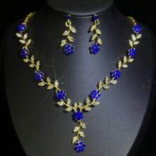 1 Set Damen Schmuckset - Halskette, Ohrringe (3 Stücke), elegantes Strass-besetztes Schmuckset, geeignet für Hochzeit, Bankett, formelle Anlässe