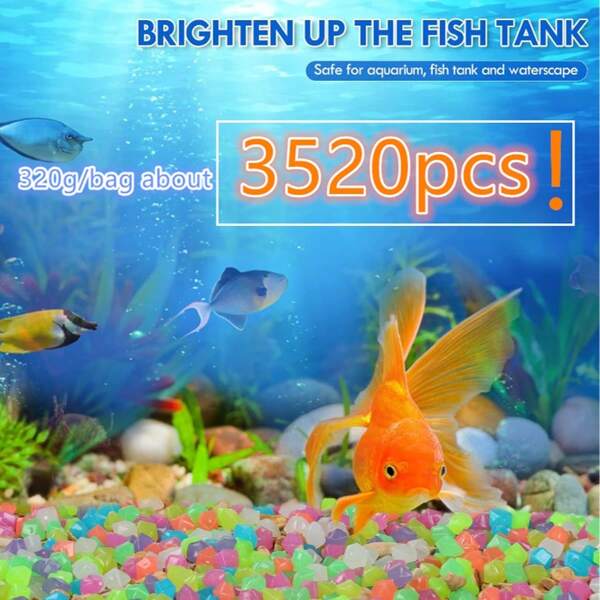 320g Bright Glow In The Dark Pebbles, Asymmetrical Shaped Luminous Stones, Approx. 3500pcs, Resin Fluorescent Stones For Aquarium Fish Tank Landscaping, Absorb Light In Daytime And Glow At Night, Suitable For Pond, Yard, Halloween Path, Outdoor Walkway And Gravel Decoration
