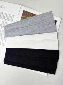 6pcs Women's Multi-Color Solid Color Sports Sweat-Absorption Headband, Running Fitness Hair Band For Protecting Forehead Casual Yoga Headband Pack Set For Women Men In Black White Grey