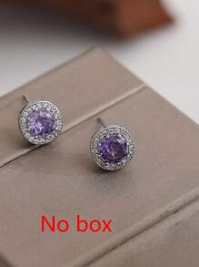 1 par de pendientes minimalistas cuadrados de circonita para hombres, accesorios de pendientes de cobre con circonita, regalo para Navidad, Año Nuevo, Día de San Valentín