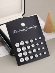 24 piezas Juego de aretes pequeños de acero inoxidable con diseño lindo y de moda, regalo de graduación de estilo dulce para estudiantes, aretes pequeños versátiles y de alta calidad para uso diario, unisex