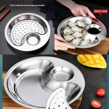 1pc Serving Dishes Platters Dinner Plates Plate With Dipping Saucer Draining Plates Dumplings Dish Dumpling Plate