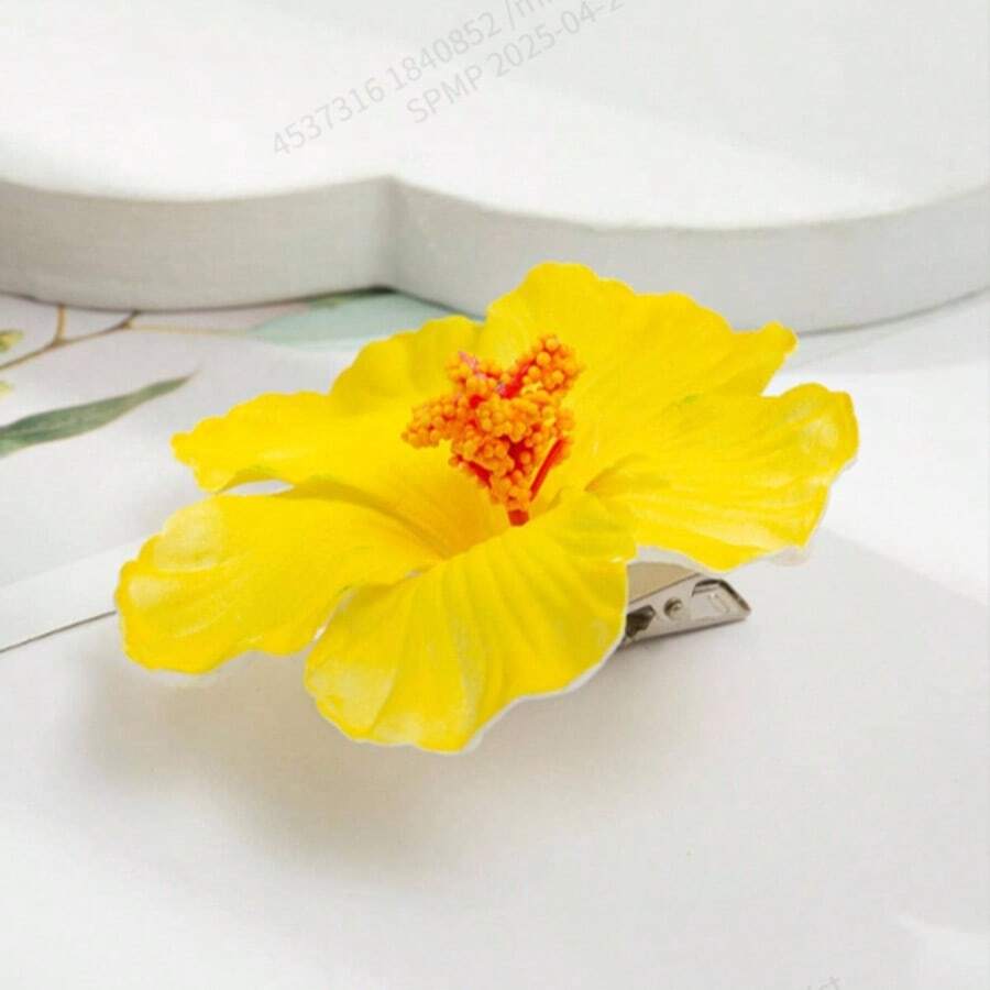 1 件女士简约仿花发夹爪夹发夹发夹，发饰，夏季配饰，旅行，发夹，发夹 - 黃色 - 查看 1