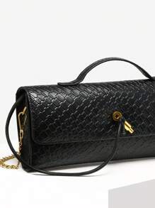 SIA Women's Vintage Minimalist Faux Woven Texture Angola Red Vintage Lock Flap Long Capacity Clutch Handbag, Shoulder Bag Suitable For Evening Party, Daily Matching, Best Choice Elegant Bag For Bridal Shower