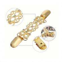 1pc Vintage Knit Shawl Brooch, Metal Collar Dress Cardigan Brooch, Floral Pattern Lapel Clip, Brooch Accessory - A - View 3