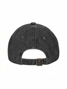 Gorra con gráfico de gato con peces, 100% algodón denim, gorra de béisbol. El diseño de ala arqueada es ajustable. - Negro - Ver 2