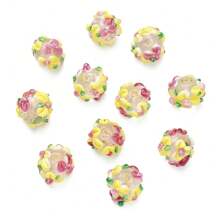 3pcs Floral Glass Beads - With 3D Flower Surface, DIY Jewelry Making Accessories, Suitable For Bracelets, Necklaces, Earrings, Keychains, Phone Straps, And Craft Projects