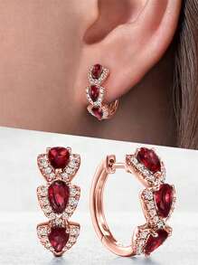 1 Pair Fashion Cubic Zirconia Hoop Earrings For Women For Wedding Anniversary Engagement Party Jewelry Valentine's Day Gift,Mom,Mother,Mother's Day,Gift