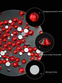 6 Gitter Set Nageldekorationen, gemischte Größen Nagel Diamanten Flachboden Strass, Kleber Strass DIY Bling Aufkleber, Haut nicht Heißkleber Kristalle, Nagel Zubehör, Nagel Dekoration, Nagel Edelsteine