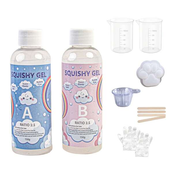 Flüssiges Silikon für Quietsch-Set - Superweicher Silikonkautschuk, schnelle Aushärtung für Katzenpfoten-Guss, Stress-Relief-Formung, Entspannungsgeschenk, Do-it-yourself Bastel-Quietsch-Set für Liebhaber