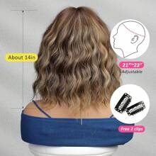 OUFEI Brown Wigs Women Short Wavy Wig With Bangs Natural Synthetic Hair Heat Resistant Wigs Daily Party Cosplay Wear