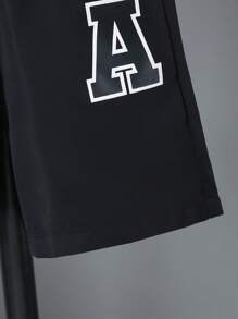 2 Peças/Conjunto Camisa com Estampa de Letras + Conjunto de Shorts, para Verão - Meninos