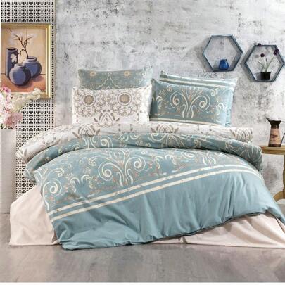 [Hergestellt in der Türkei] Bettbezug-Set aus weicher Baumwollmischung | 160*220 / 220*240 Bettbezug + 180*240 / 240*260 Spannbettlaken + 50*70 Kissenbezug(e) | Minimalistisches und gemütliches Design