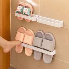 1pc Bathroom Living Room Doorway Shoe Rack, Bathroom Slipper Rack, Bathroom Storage Shelf, Wall-Mounted Shoe Organizer Without Drilling