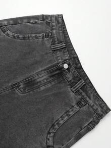 Globe Swift 男士刺绣印花牛仔短裤 - 深灰色 - 查看 10