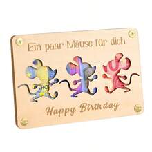 1pc Classic Cartoon Mouse Design Wooden Coin Puzzle Gift Card Holder - Suitable For Adult Birthday, Graduation Celebration, Unique Wooden Souvenir