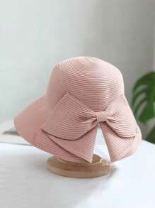 1pc Women Straw Hat With Bowknot & Wide Brim For Spring/Summer Beach Outings, Outdoor New Fashion Sun Protection Hat