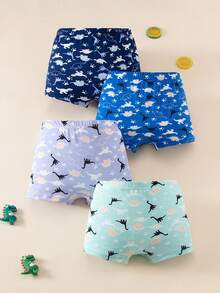 4件装男童恐龙印花平角内裤 - 彩色 - 查看 2