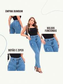 Women Jeans - 中等水洗藍 - 查看 9