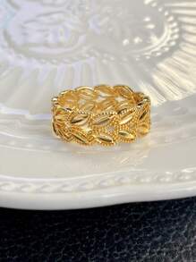 1pc Fashionable Minimalist Adjustable Open Ring For Women, Hollow Wheat Design