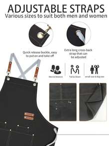 1pc Coffee Shop Work Apron, Stain Resistant Paint Spray Apron With Adjustable Straps And Large Pockets, Chef Apron - Cross Back Apron For Men And Women For Garden, Kitchen, Housework, Kitchen, Bathroom, Household Supplies, Etc.