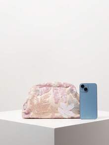 Shiny Clutch Bag For Women, Floral Bag, Sequin Bag, Prom Bag, Prom Dresses For Women, Prom Accessories, Elegant Bag For Women, Wedding Items, Shiny Prom Wallet (Pattern Random), Sparkling Sequin Bags Ladies Elegant, Fashionable Clutch Bags For Woman - Multicolor - View 3