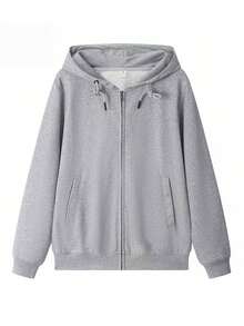 Baisica E Comfortable Men's Sweatshirt With Zipper - 淺灰色 - 查看 2