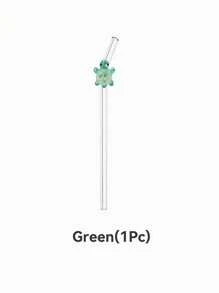 1 pièce/1 set de paille en verre design de dessin animé coloré tortue, paille en verre réutilisable coudée, pour smoothies, lait thé, jus, cocktails, boissons froides, café, fournitures de fête, camping/voyage/été/vacances/cuisine, fournitures scolaires