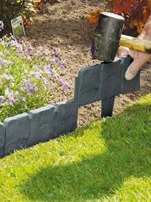 20/10pcs Plastic Garden Edging Border, Imitation Stone Fence Panels, Outdoor Patio Barrier