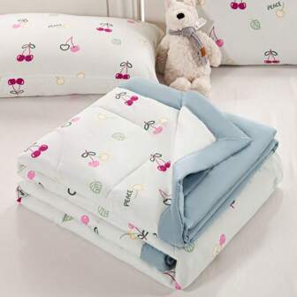 1 pieza Edredón de verano estampado, manta suave y amigable con la piel para adultos y niños, adecuada para tomar una siesta en la oficina