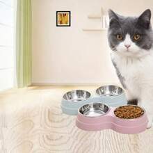 Bols doubles en acier inoxydable pour chiens et chats - base antidérapante - parfaits pour la nourriture et l'eau - faciles à nettoyer
