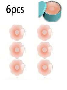 2pcs/6pcs/10pcs/12pcs Reusable Silicone Bra Pasties, Nipple Covers, Invisible Bust Tapes, Round/Maple Leaf Shape, For Ladies - Baby Pink - View 10