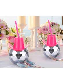 Disco Ball Cup, Pink Cowboy Hat Cup With Straw, Glitter Ball Cup, Disco Ball Plastic Cup With Straw, Cowboy Western Party Supplies Cup, Reusable Party Cup