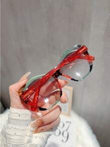 1pc Oversized European And American Style Cat Eye Glasses Frame, Personalized Non-Prescription Glasses Fashion Eyewear For Street Style