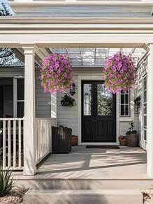 3 pièces - Fleurs artificielles d'extérieur pour décoration suspendue, décoration printanière, plantes réalistes, fleurs en soie durables résistantes à la décoloration pour porche, patio, balcon, pots de fleurs, cour, devant de porte. Fausses marguerites, œillets en soie, décorations d'intérieur extérieures résistantes aux UV non décolorées (pourpre), décoration d'automne