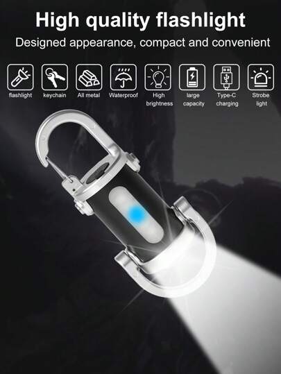 1pc Mini Keychain LED Flashlight Portable Light Multifunction Outdoor Torch Bag Clip For Hiking Camping Fishing Running Emergency Lighting