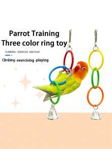 1pc Parrot Colorful Hanging Ring, Suitable For Parrot Chewing, Playing & Entertaining, Intelligent Bird Supplies, Parrot Perch, Bird Cage Accessories (All Accessories Colors Randomly Assembled For Shipping) - Multicolor - View 2