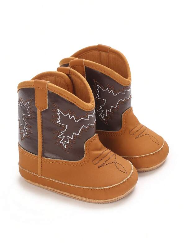 1 Pair Of Baby Shoes, Warm And Thick Boots In Autumn And Winter, Retro British Cowboy Design, Suitable For Indoor Slip-Resistant Learning To Walk, Soft Flat Shoes For Infants.